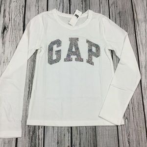 Gap Kids Girls S or M White & Silver Shirt